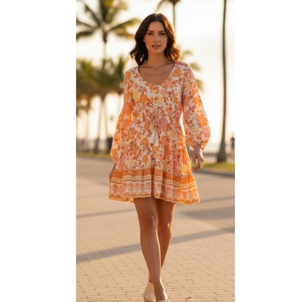 Petal & Pup Dress |‎ Odie Boho Floral Mini Dress Long Sleeve